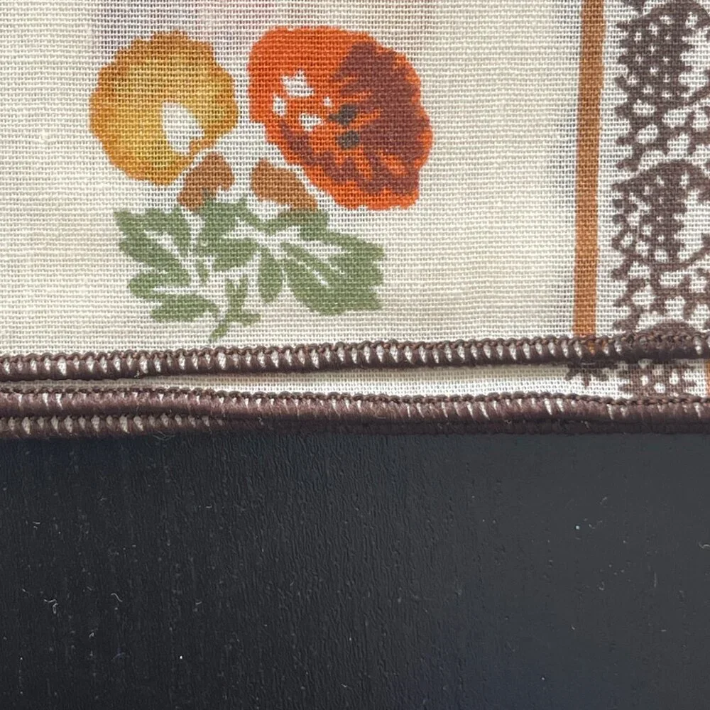 VTG Brown Yellow Blue Floral VTG Napkins Mid Century Colors Upcycle Craft
